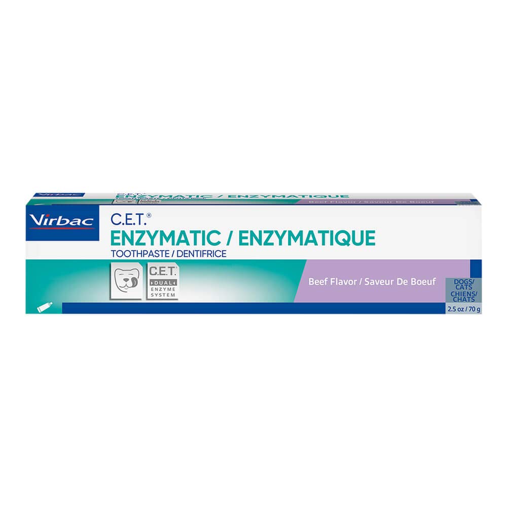 Virbac pâte dentaire enzymatique au boeuf, bouteille pratique pour le brossage.