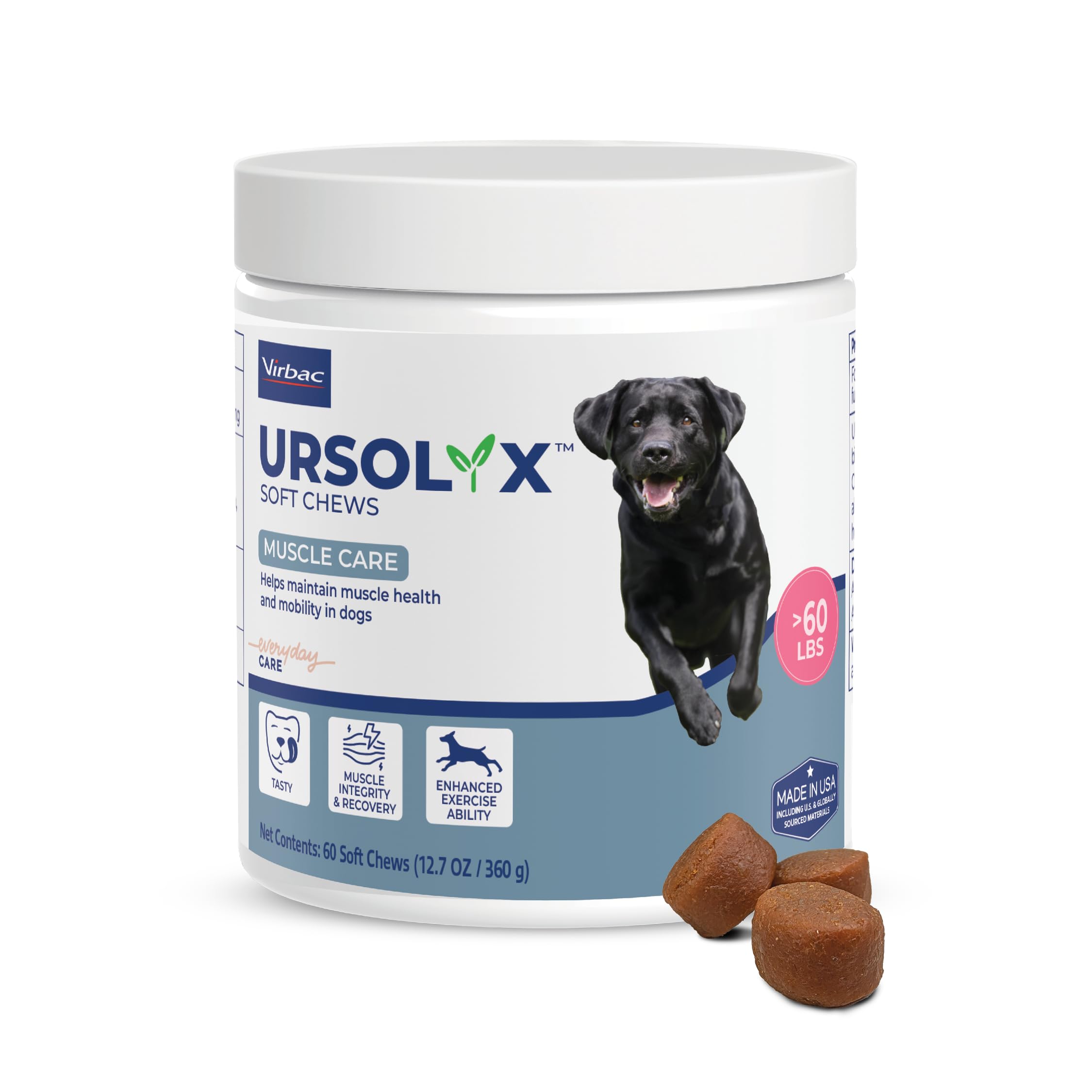 Virbac URSOLYX friandises molles pour musculation chien grande taille, saveur agréable.