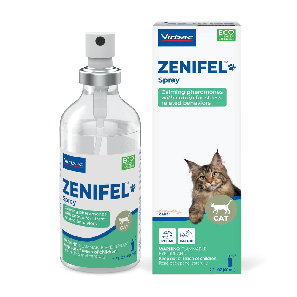Virbac ZENIFEL Spray, bouteille 60 ml, gestion rapide du stress chez le chat.