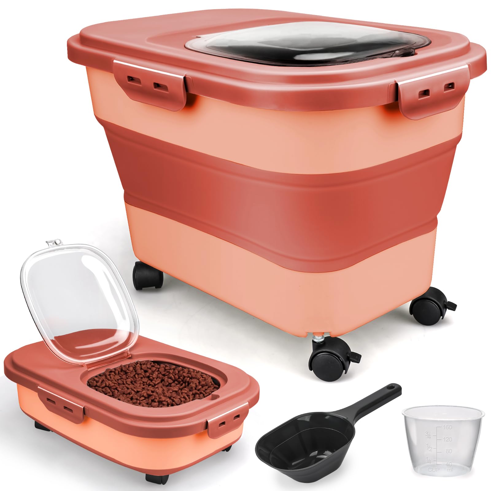 Conteneur Viretec pour nourriture de chien avec roues, déplacement facile