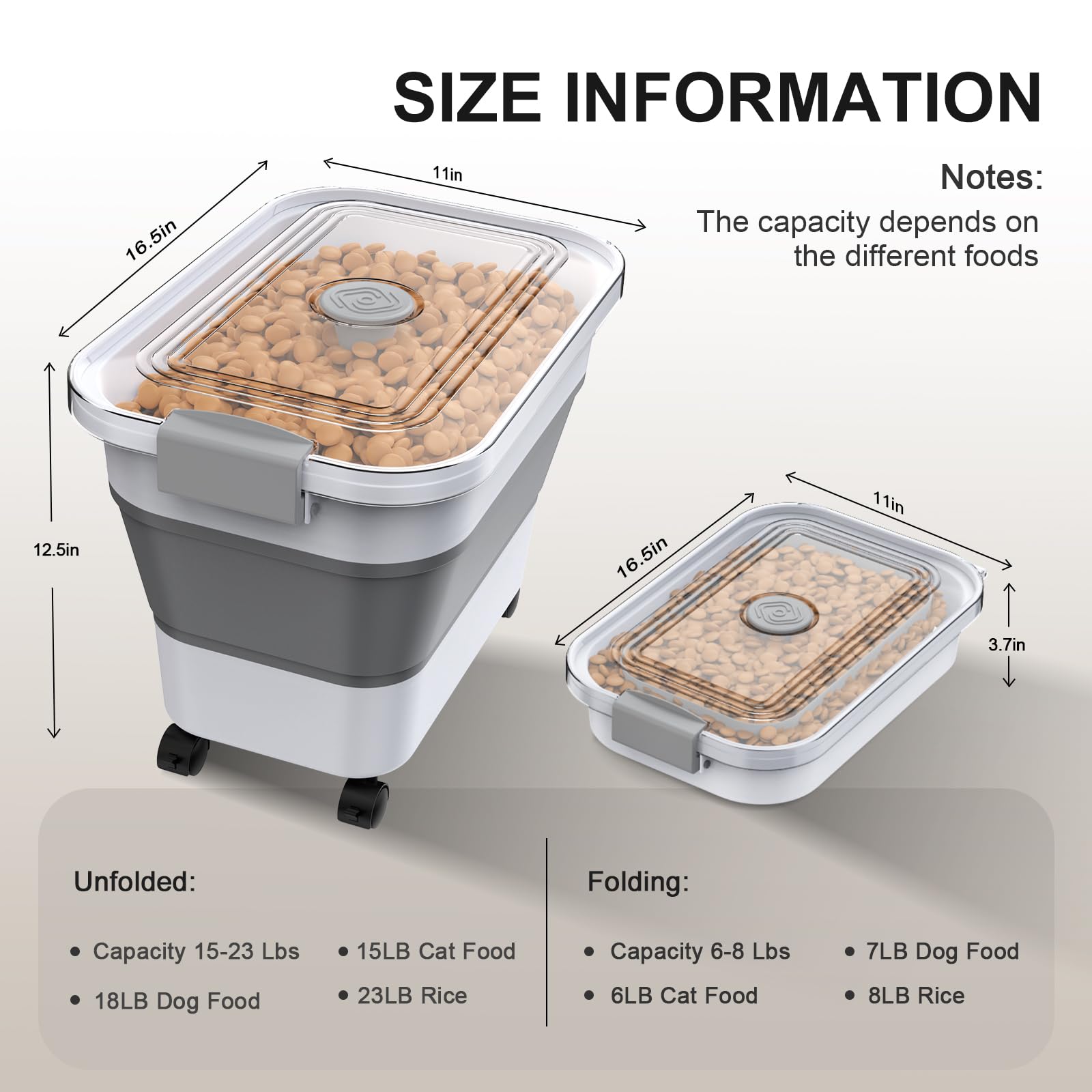Conteneur alimentaire pour animaux Viretec design pliable pour gagner de l’espace