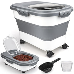 Conteneur Viretec avec roues pour déplacer facilement l'alimentation du chien.