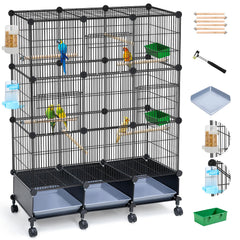 VISCOO cage à oiseaux 46 x 36 x 12, cadre robuste pour oiseaux moyens.