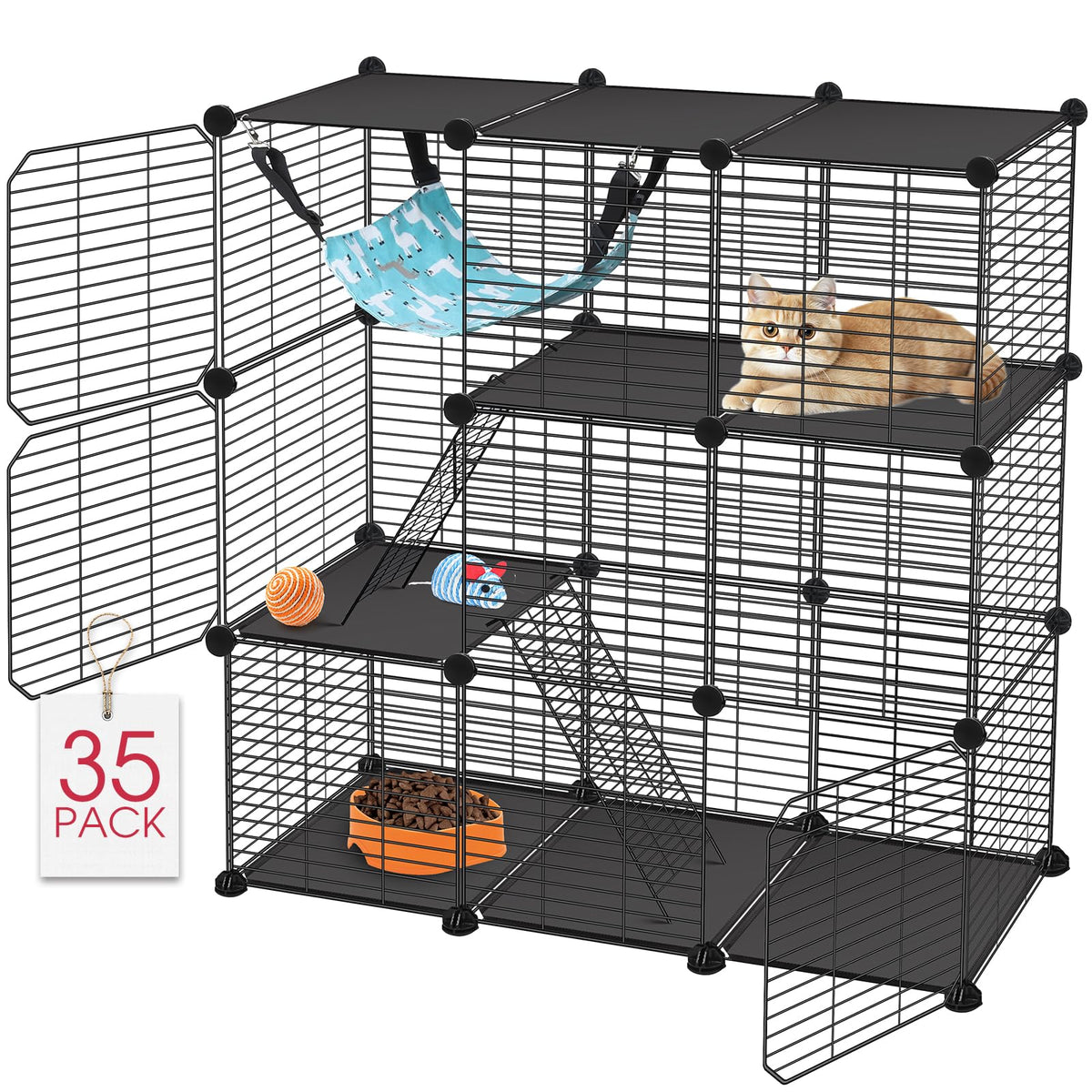Viscoo cage-chat 3 etages avec hamac inclus, espace confortable pour chat et petits animaux.