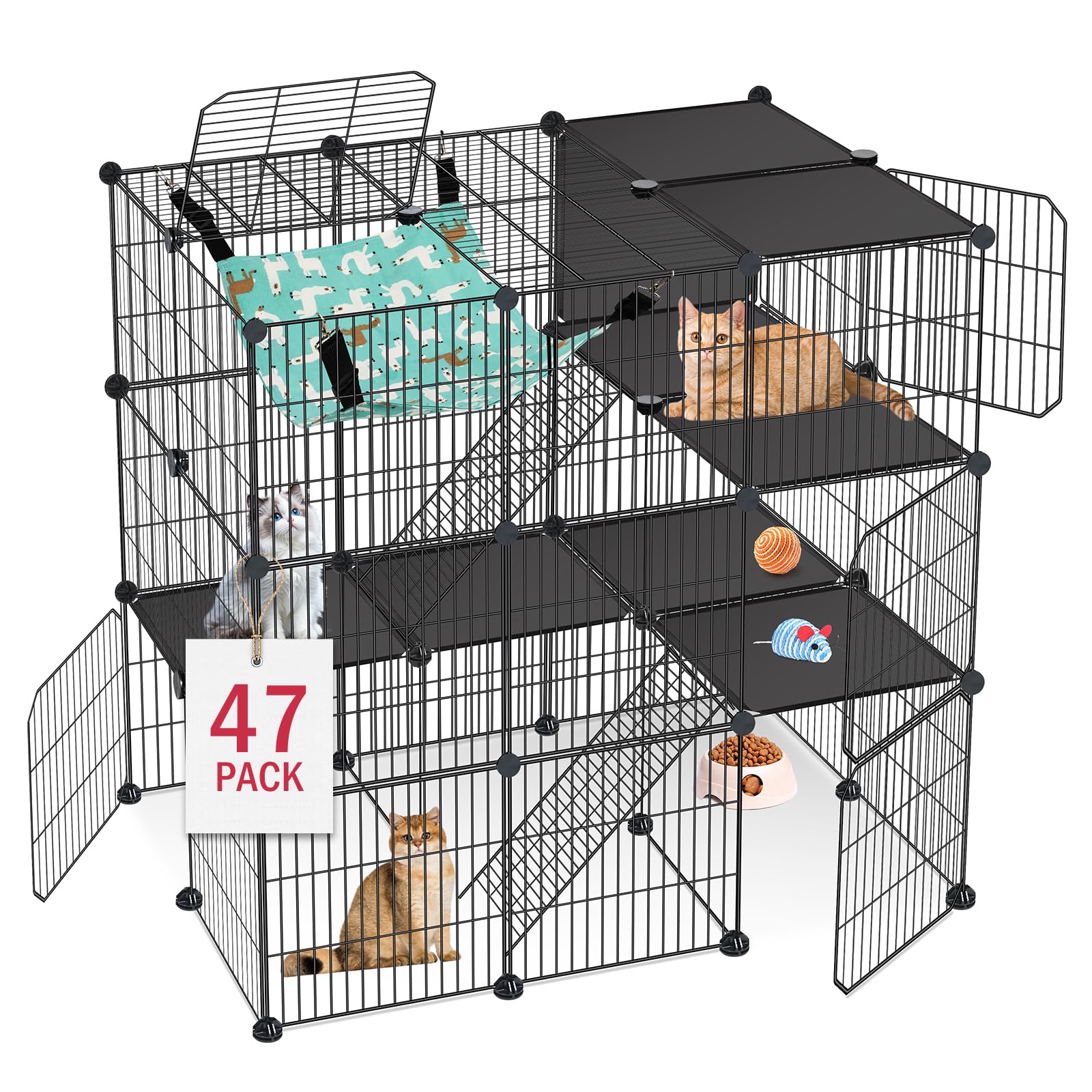VISCOO cage chat 3 etages: espace spacieux pour 1-3 chats et petits compagnons.