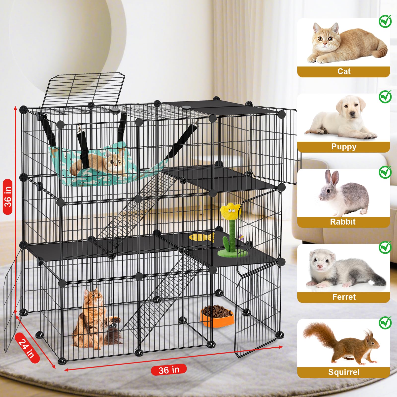VISCOO cage chat fermetures-verrou: serrures renforcées pour stabilité.