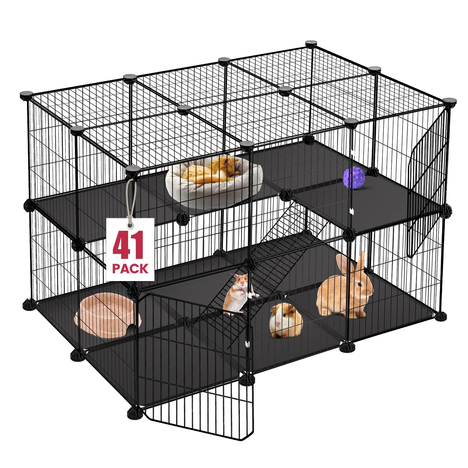 VISCOO enclos pour petits animaux, 41 panneaux, structure robuste et modulable pour intérieur et extérieur.