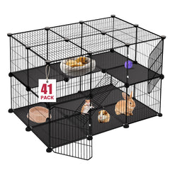 VISCOO enclos pour petits animaux, 41 panneaux, structure robuste et modulable pour intérieur et extérieur.