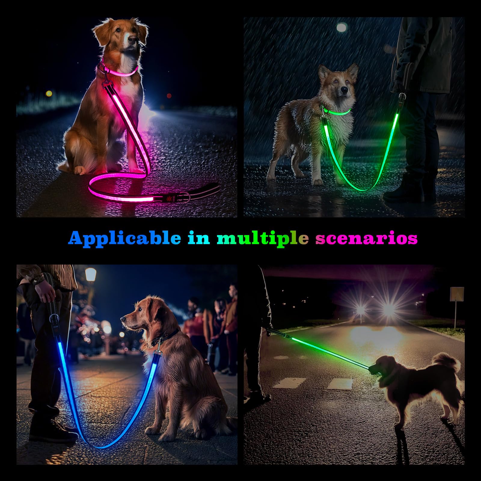 Poignée rembourrée de la laisse Visinite LED pour plus de confort.