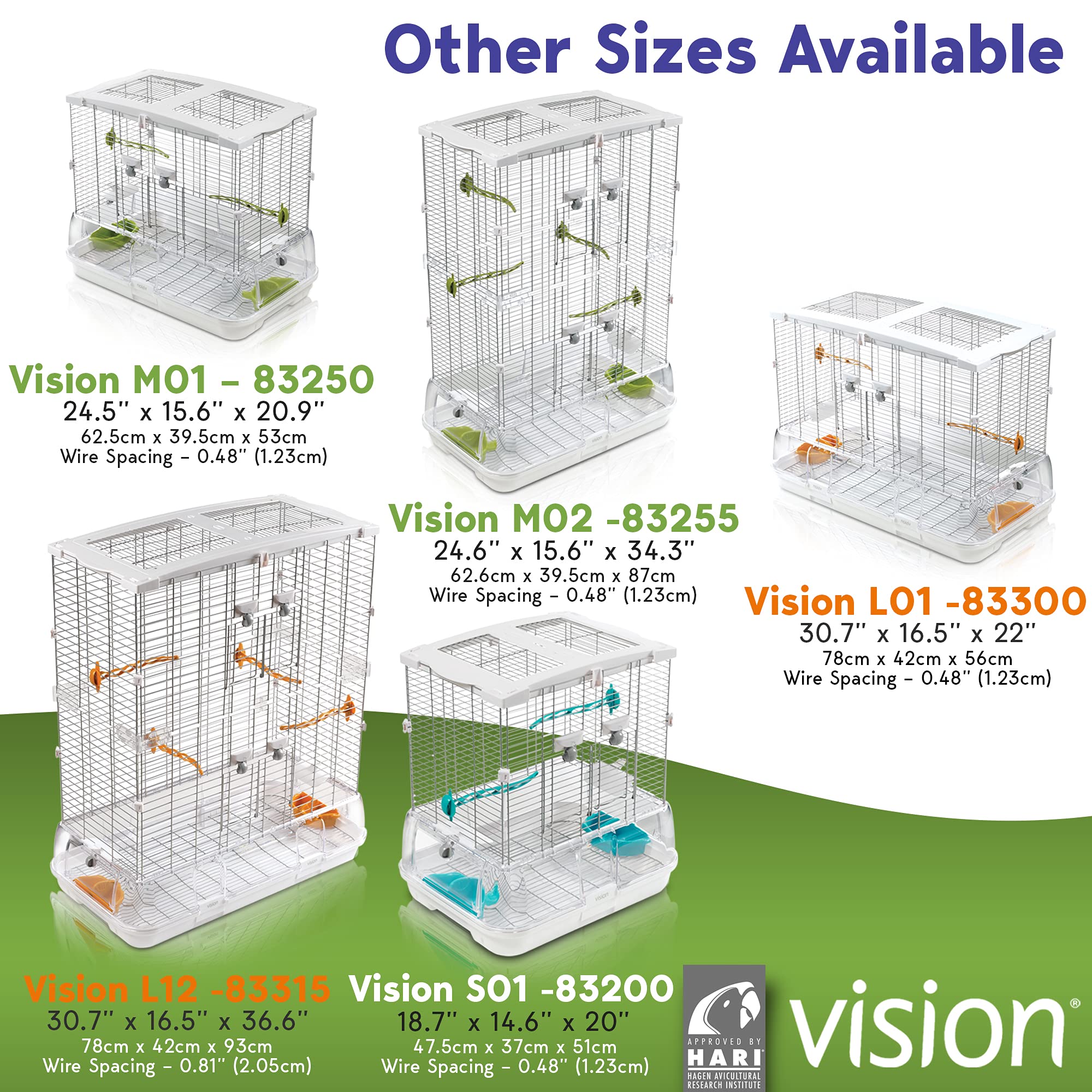 Vision M02 accessoires inclus, cage polyvalente pour perruches, canaris et pinsons.