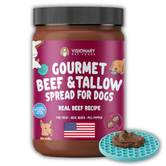 Visionary Pet Foods Beef Meat Spread dans le bocal, apport protéique pour chien.