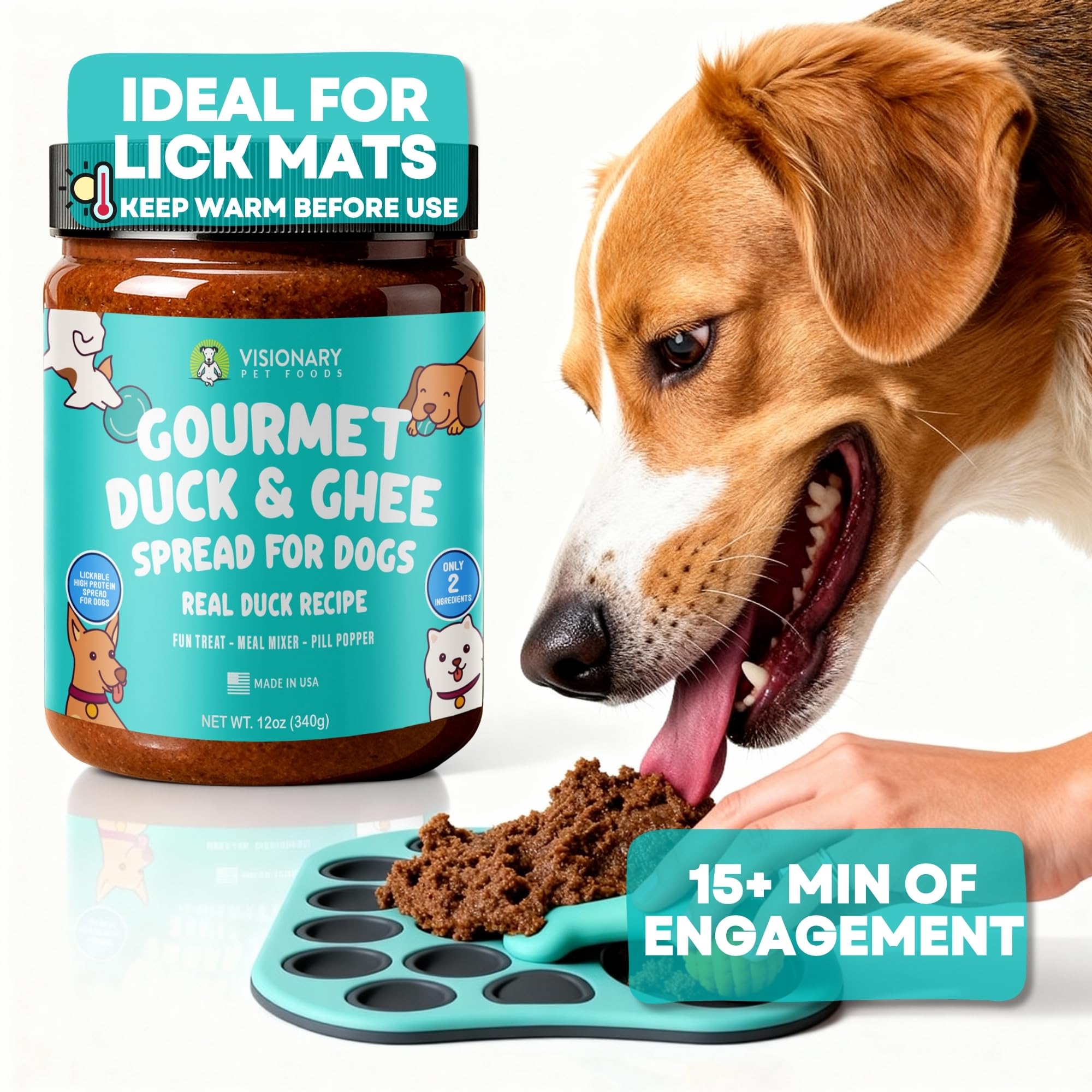 Visionary Pet Foods Pâte de Canard — poches pilules facilitant l'administration des médications.