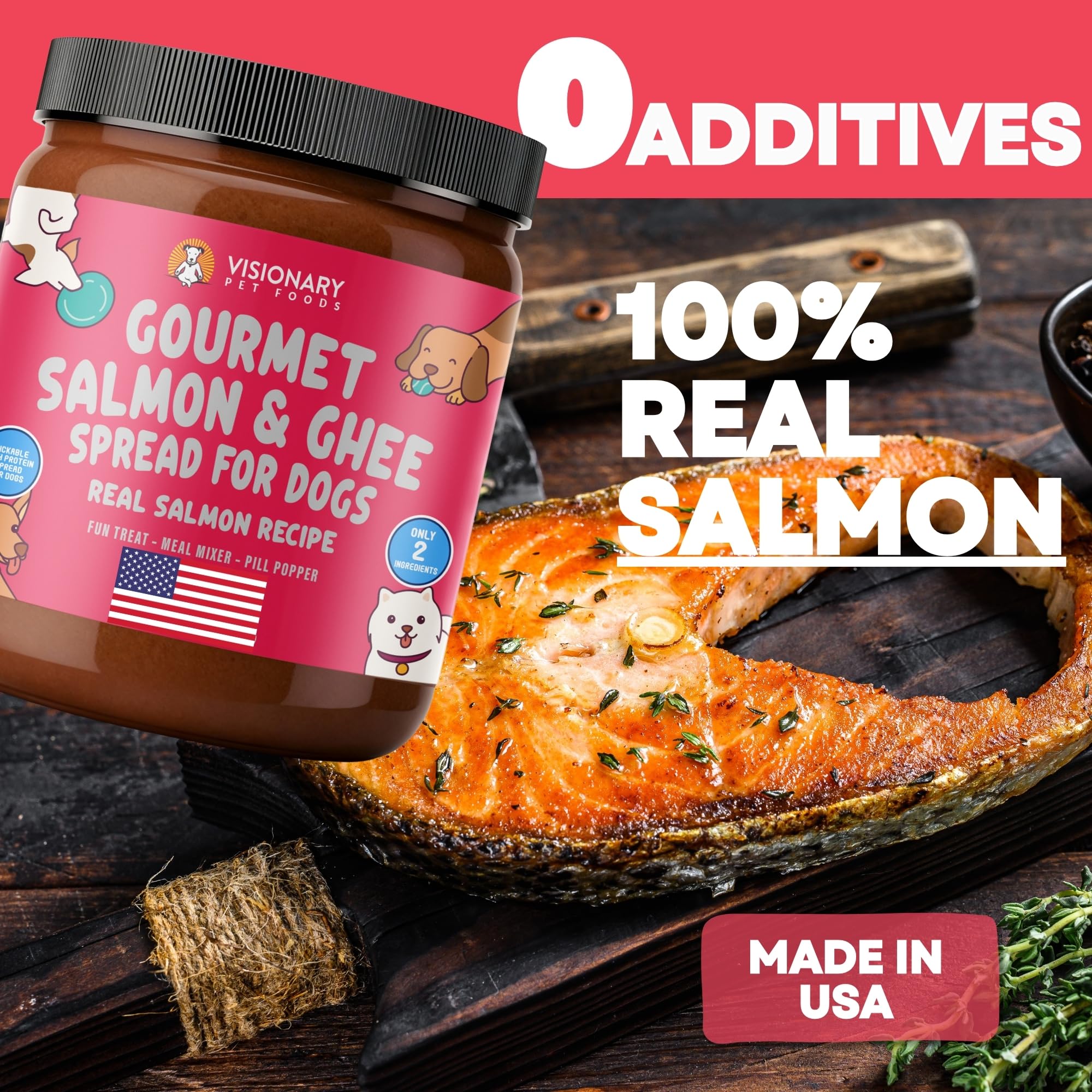 Visionary Pet Foods Pâte Saumon sans xylitol: friandise sûre et sans additifs.