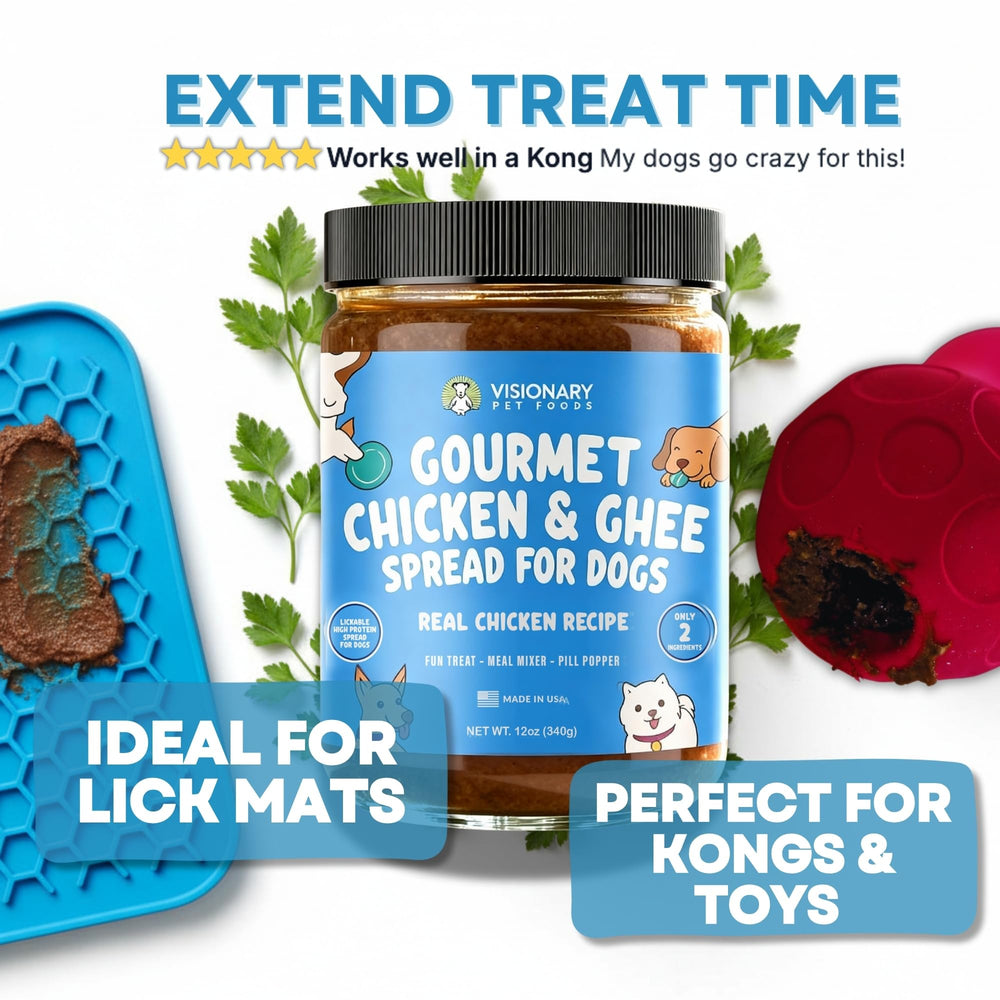 Visionary Pet Foods Utilisation lick-mat: application idéale pour récompenser calmement.
