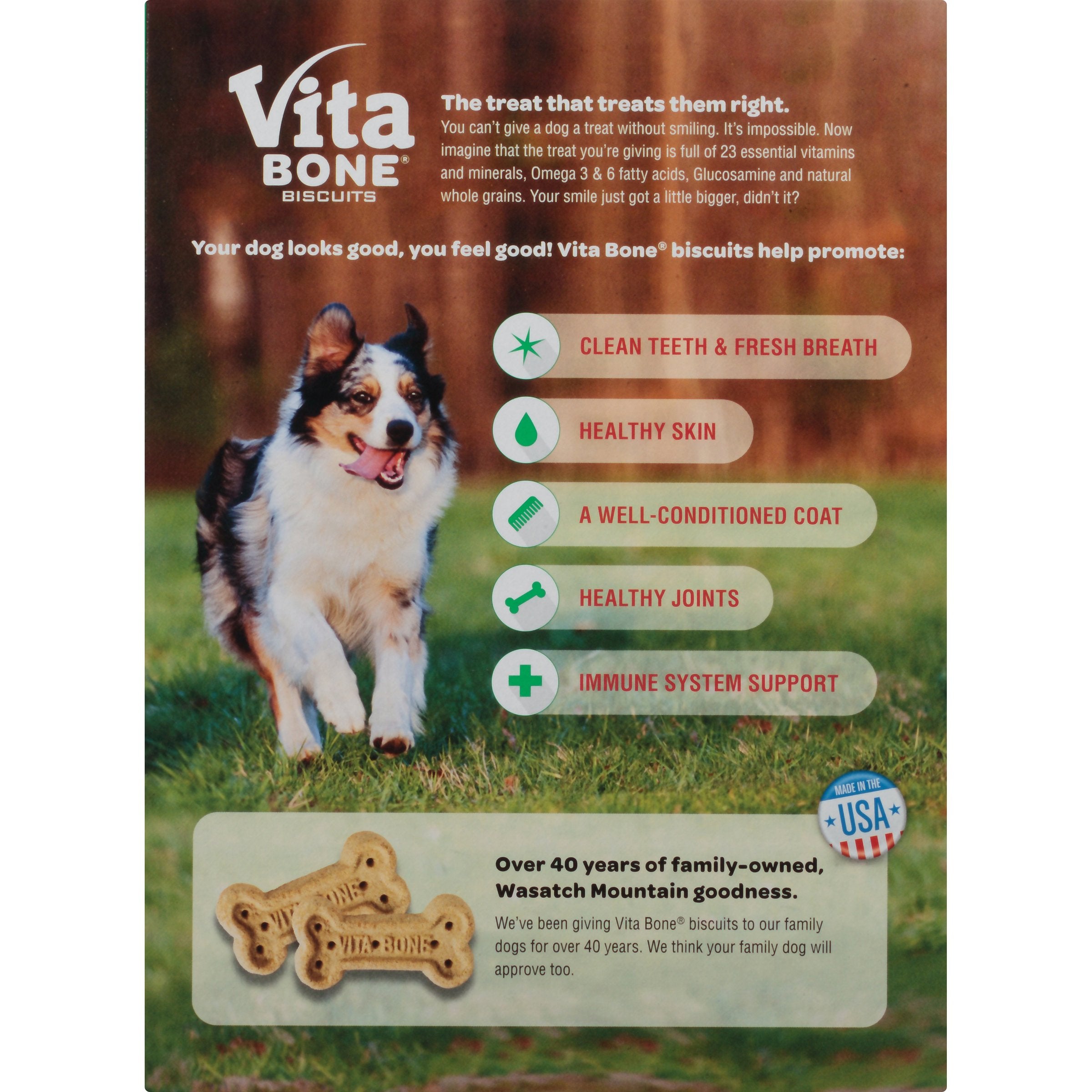 Vita Bone Original Biscuits montre une texture croustillante pour une haleine plus fraîche.