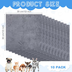 VitalCozy ensemble de 10 tapis lavables en gris, pour petits animaux.