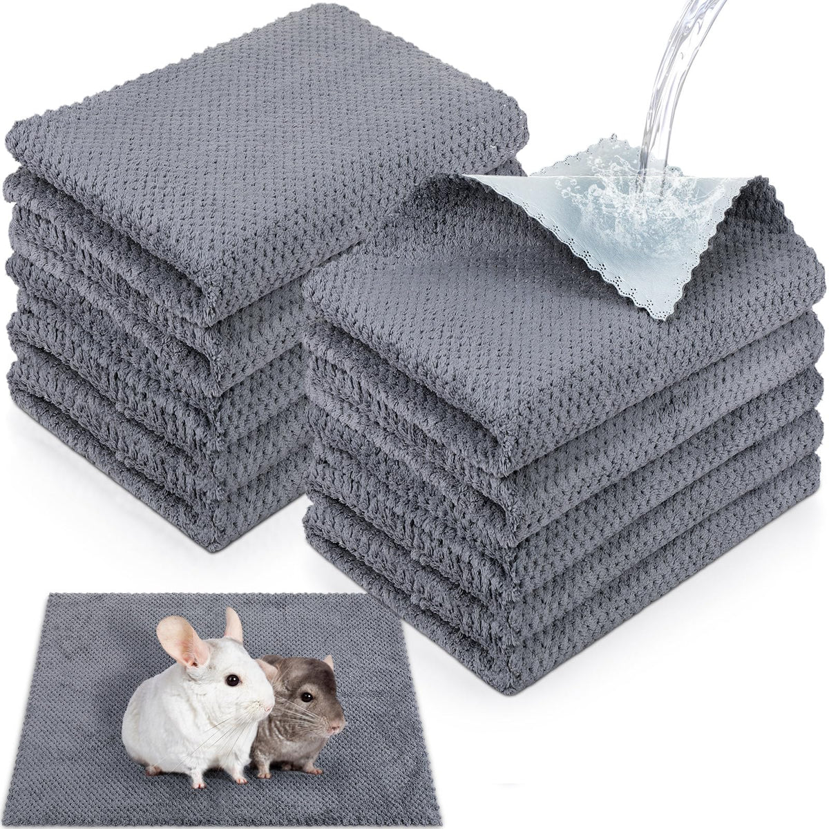 VitalCozy tapis de cage pour cochon d’Inde, 12x12 gris, absorbant et imperméable.