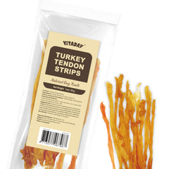 VITADAY Tendons dinde 100% naturels, faciles à mâcher pour chiens.