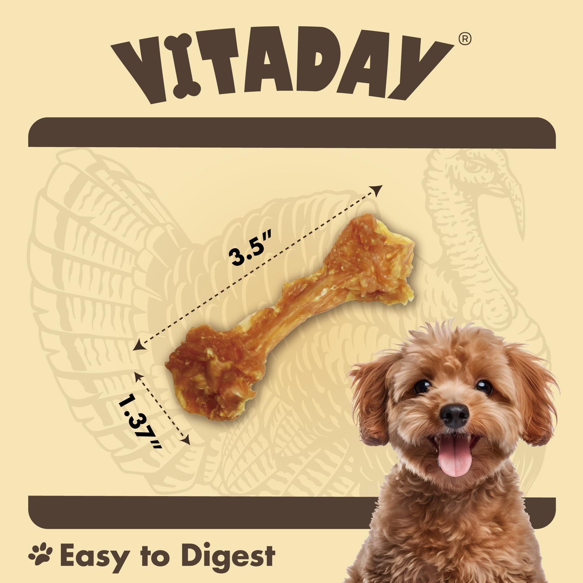 VITADAY Tendons de Dinde – ingrédient unique et sûr pour chiens sensibles.