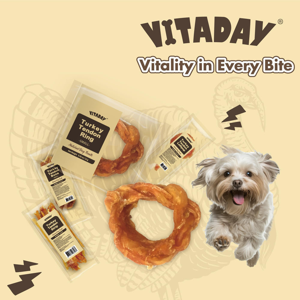 Vitaday Tendons de Dinde – conçues pour petits chiens, aide à occuper et récompenser sans danger