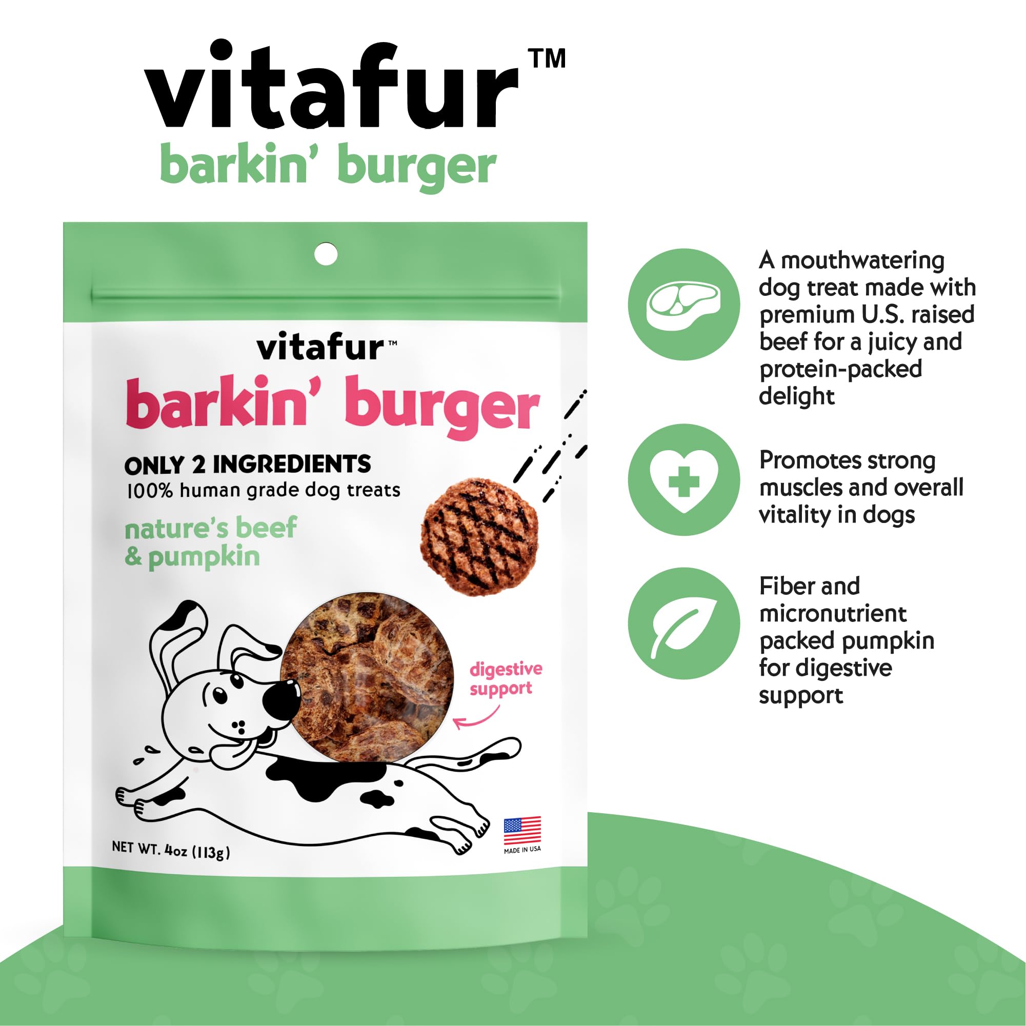 Vitafur Barkin Burger digestion saine, fibres de citrouille pour l’équilibre intestinal