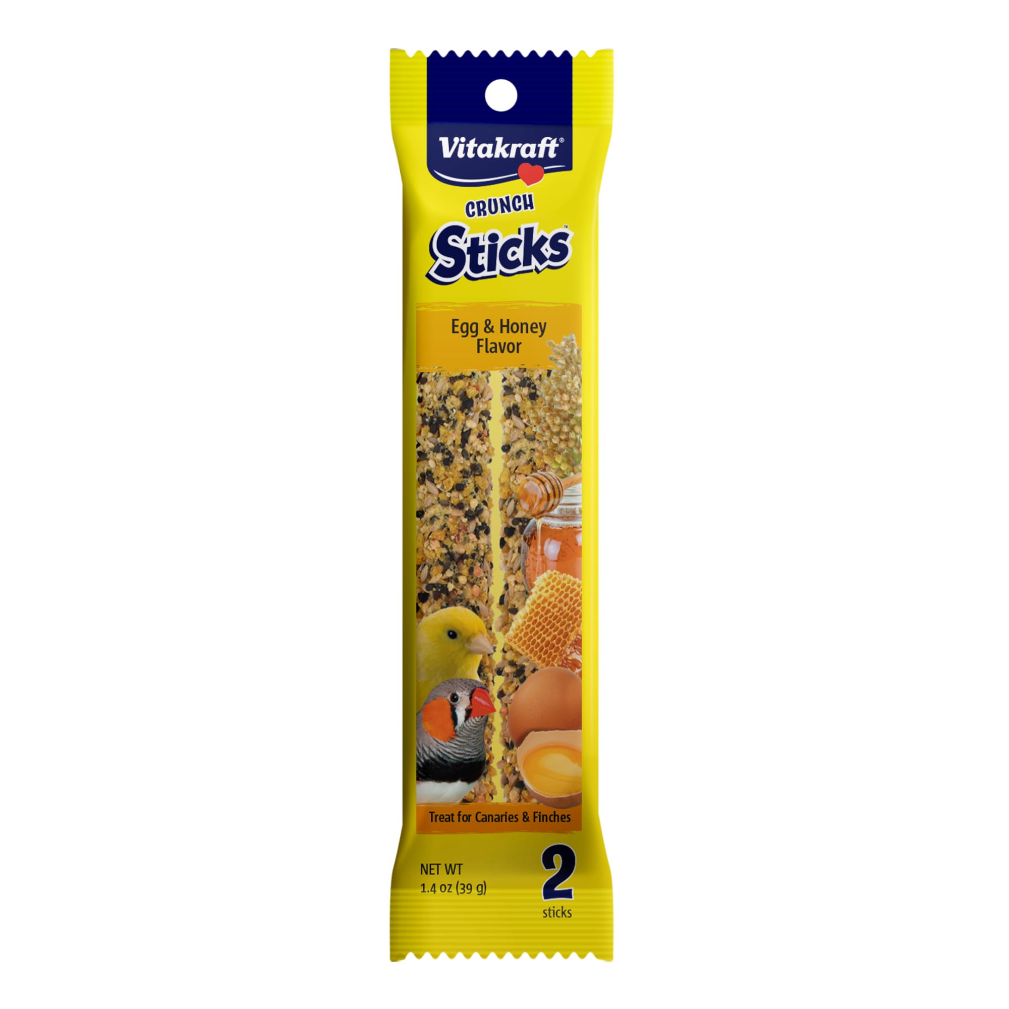 Vitakraft Crunch Sticks – centre bois naturel, durabilité pour rongement prolongé.