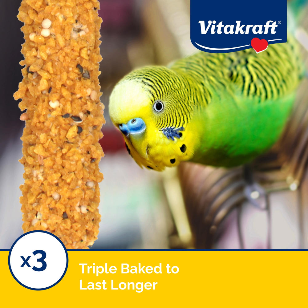 Vitakraft Crunch Sticks cœur-bois-naturel – encourage le grignotage et le forage.