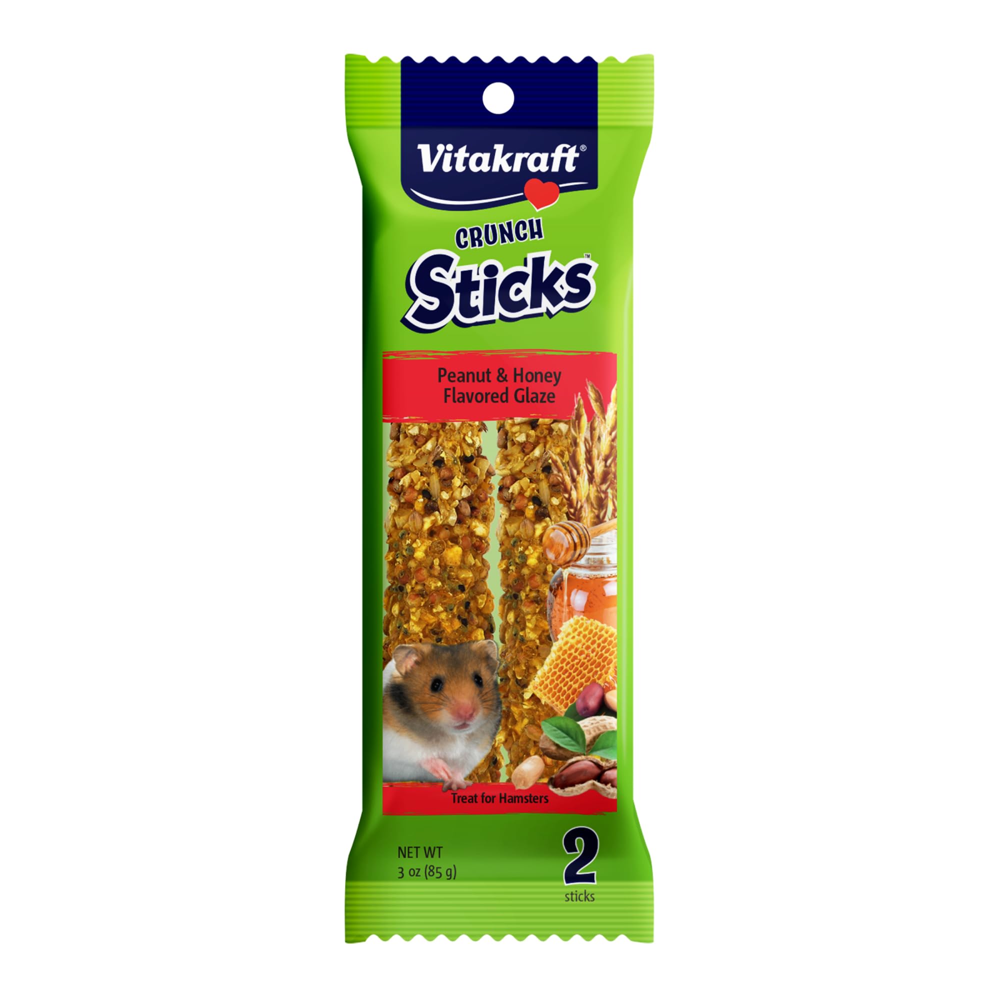 Vitakraft Crunch Sticks : tige bois triple-cuit pour hamster, mastication durable.
