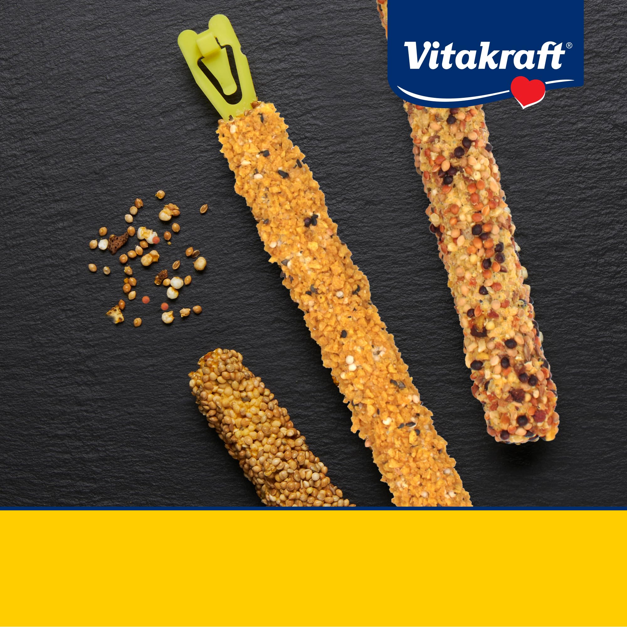 Vitakraft Crunch Sticks pour perruche pomme, saveur naturelle et enrichissante.