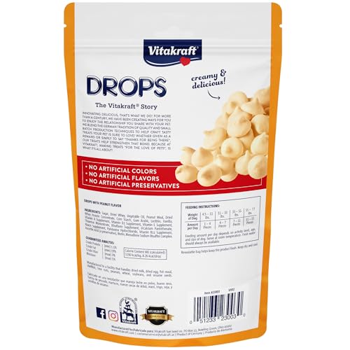 Vitakraft Drops au yaourt et crème, sachet pratique pour les sessions d’entraînement.