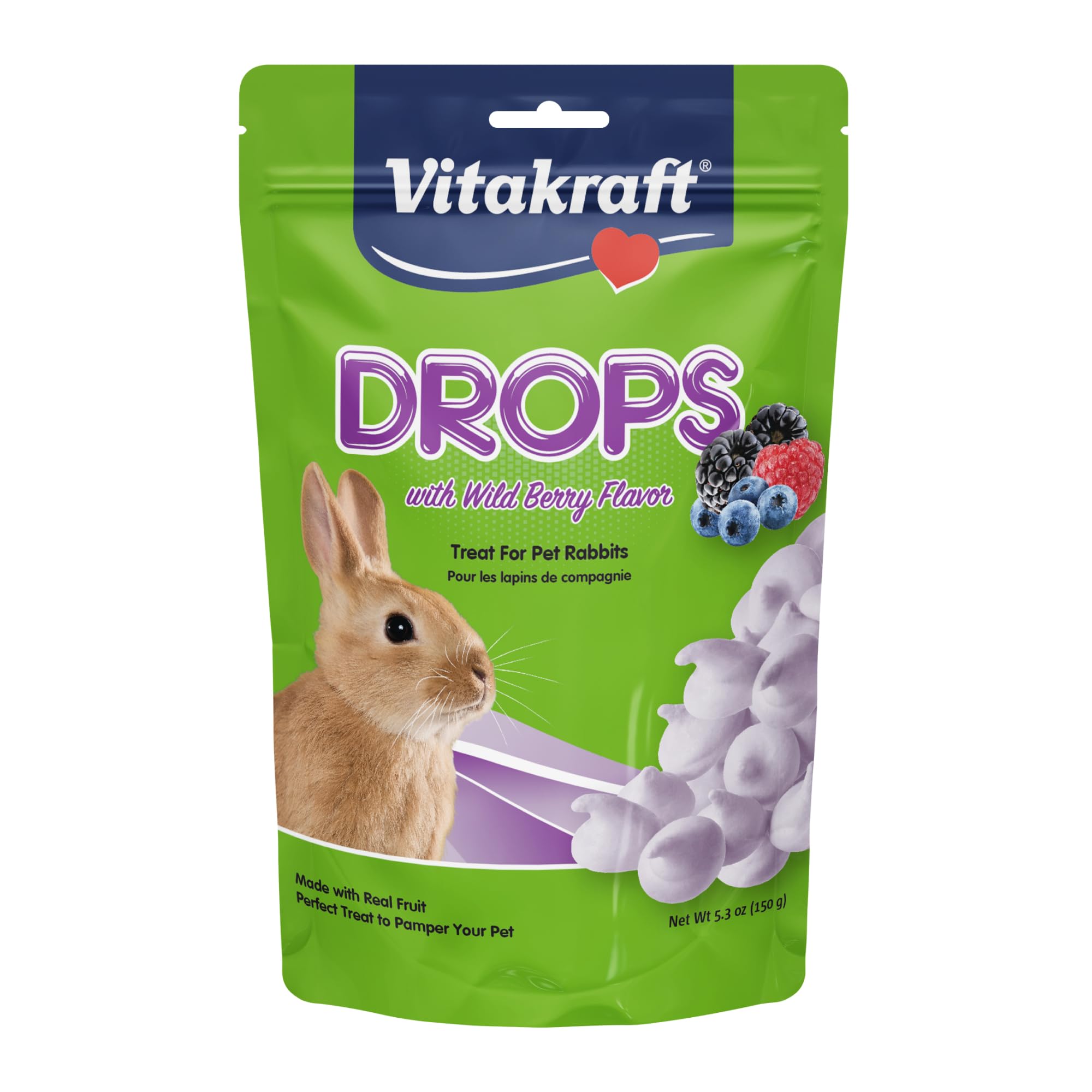 Vitakraft Drops Lapin – texture crémeuse et goût baies sauvages, parfaits comme récompense.