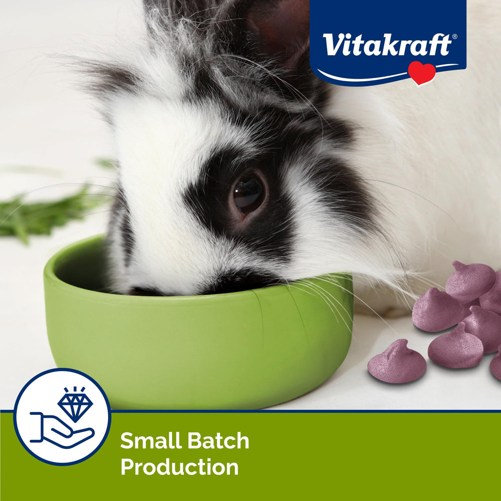 Vitakraft Drops Lapin – ingrédients réels comme yaourt et fruits des bois.
