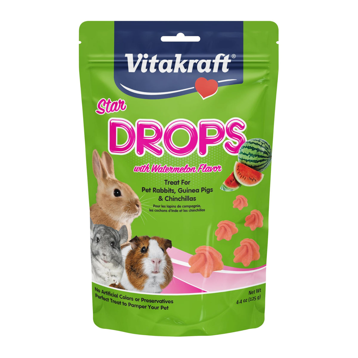 Vitakraft Drops saveur pasteque pour lapin, friandise idéale pour récompenser l entraînement