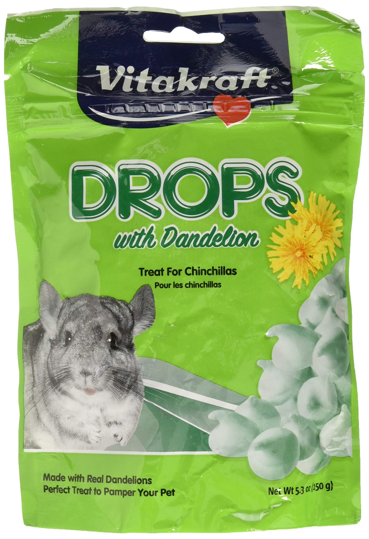 Vitakraft gouttes-pissenlit pour chinchilla : bouteille prête à verser pour dosage simple.