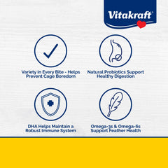 Vitakraft Menu cacatoes domestique: variation textures pour stimuler l'exploration et l'activité.