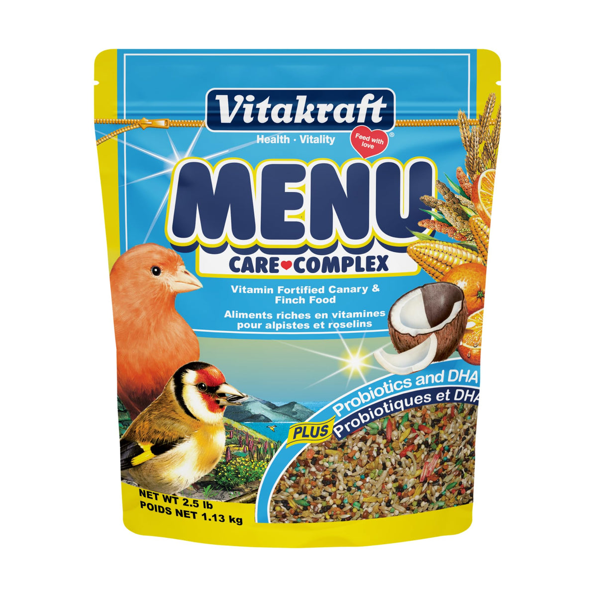 Vitakraft Menu, sachet refermable, conserve fraîcheur et saveurs du mélange.
