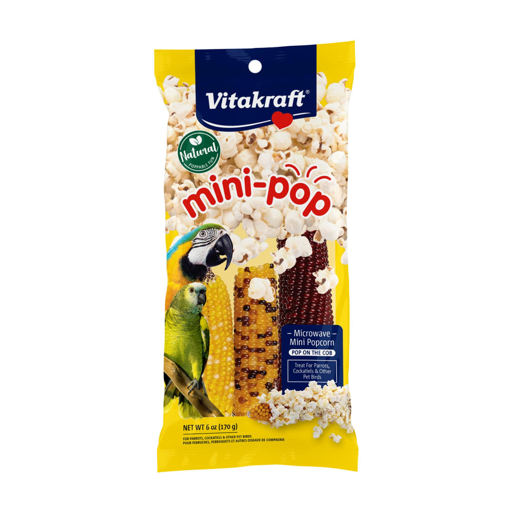 Vitakraft Mini-Pop maïs cob non popé, goûter simple et sain pour votre oiseau.