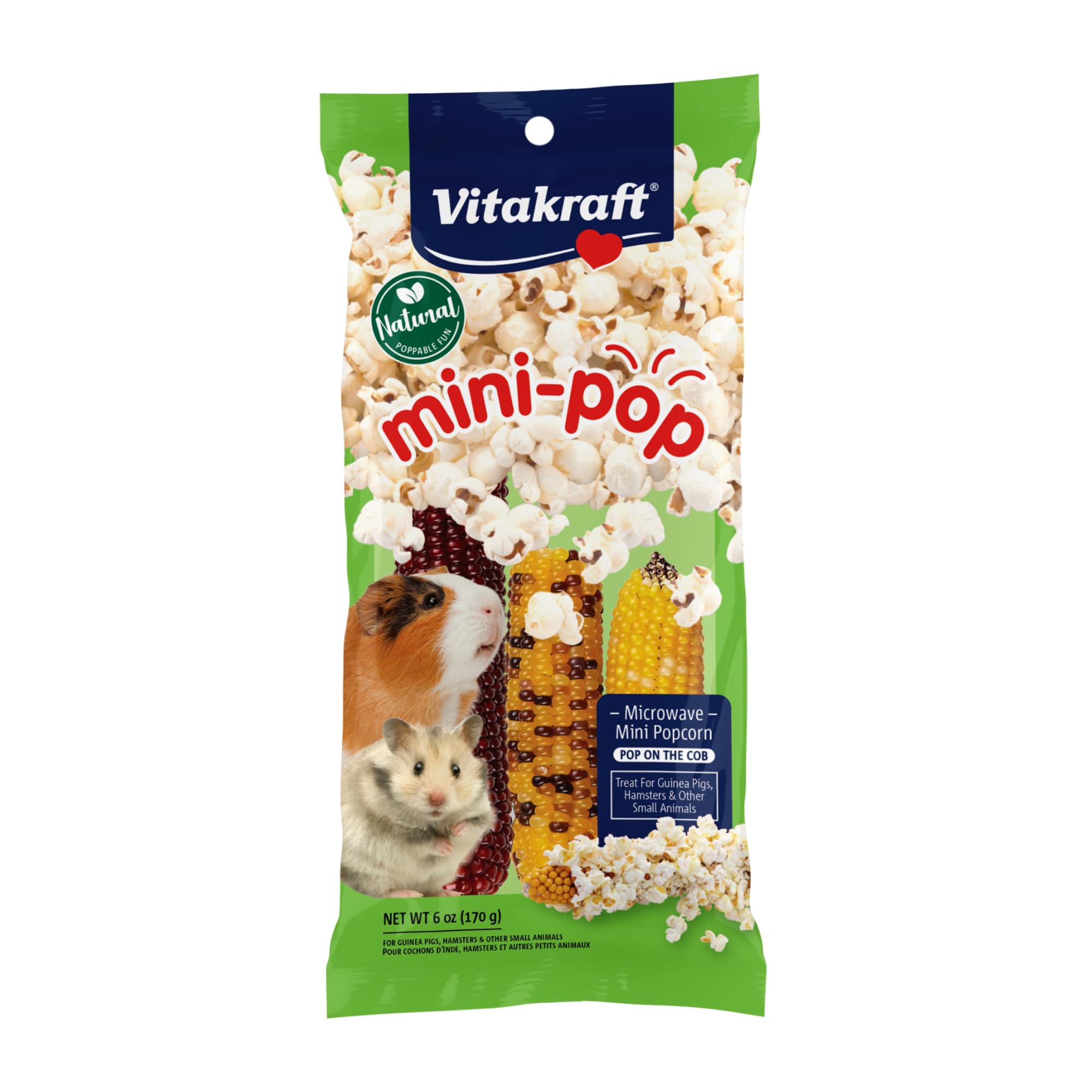 Vitakraft Mini-Pop mais-souffle, snack croustillant pour petits animaux, enrichit leur routine.