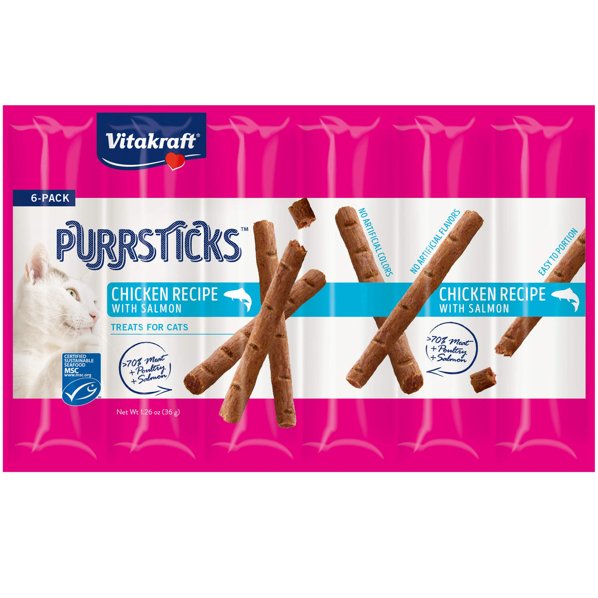 Vitakraft PurrSticks emballage pratique facilitant les portions pour chats.