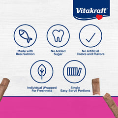 Vitakraft Purrsticks Saumon – texture douce, parfaite pour des friandises sans dégâts.