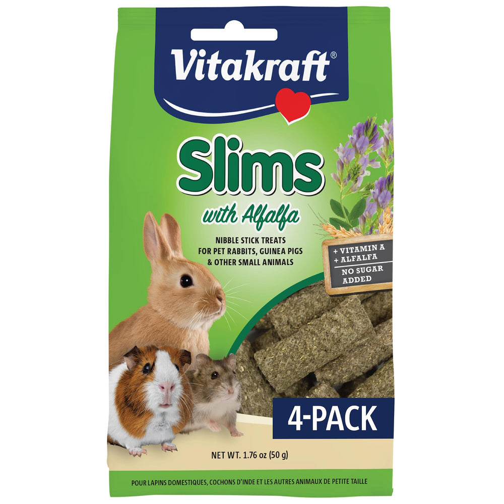 Vitakraft Slims au foin d’alfalfa – emballage visible pour petits animaux.