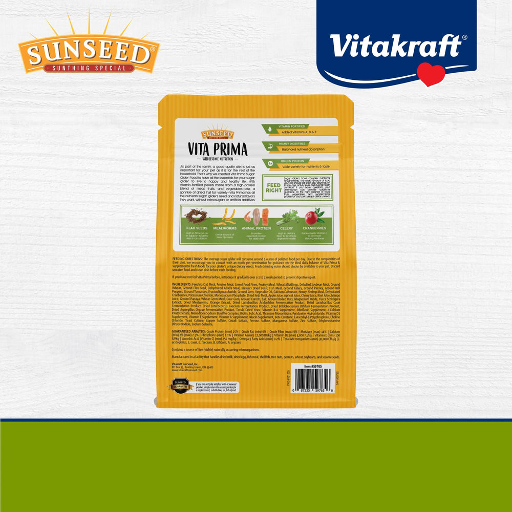 Vitakraft Sunseed Vita Prima – sans colorants artificiels ni conservateurs pour une alimentation simple