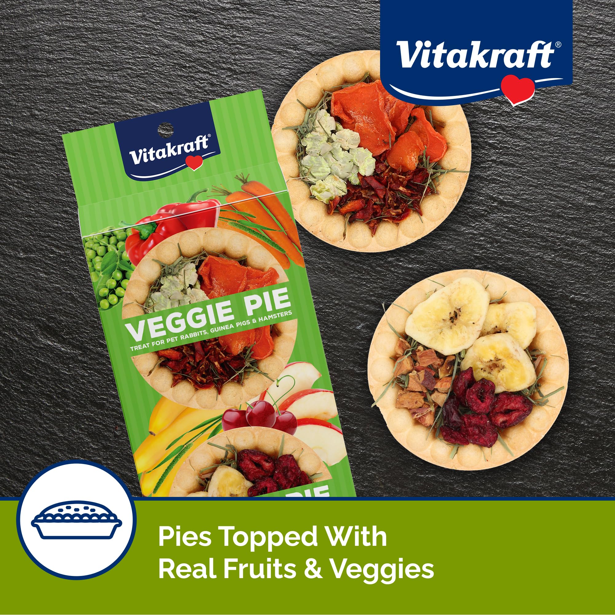 Vitakraft Tarte légumes et fruits tarte-legumes-fruits, encourage l'exploration et la curiosité chez les petits animaux.
