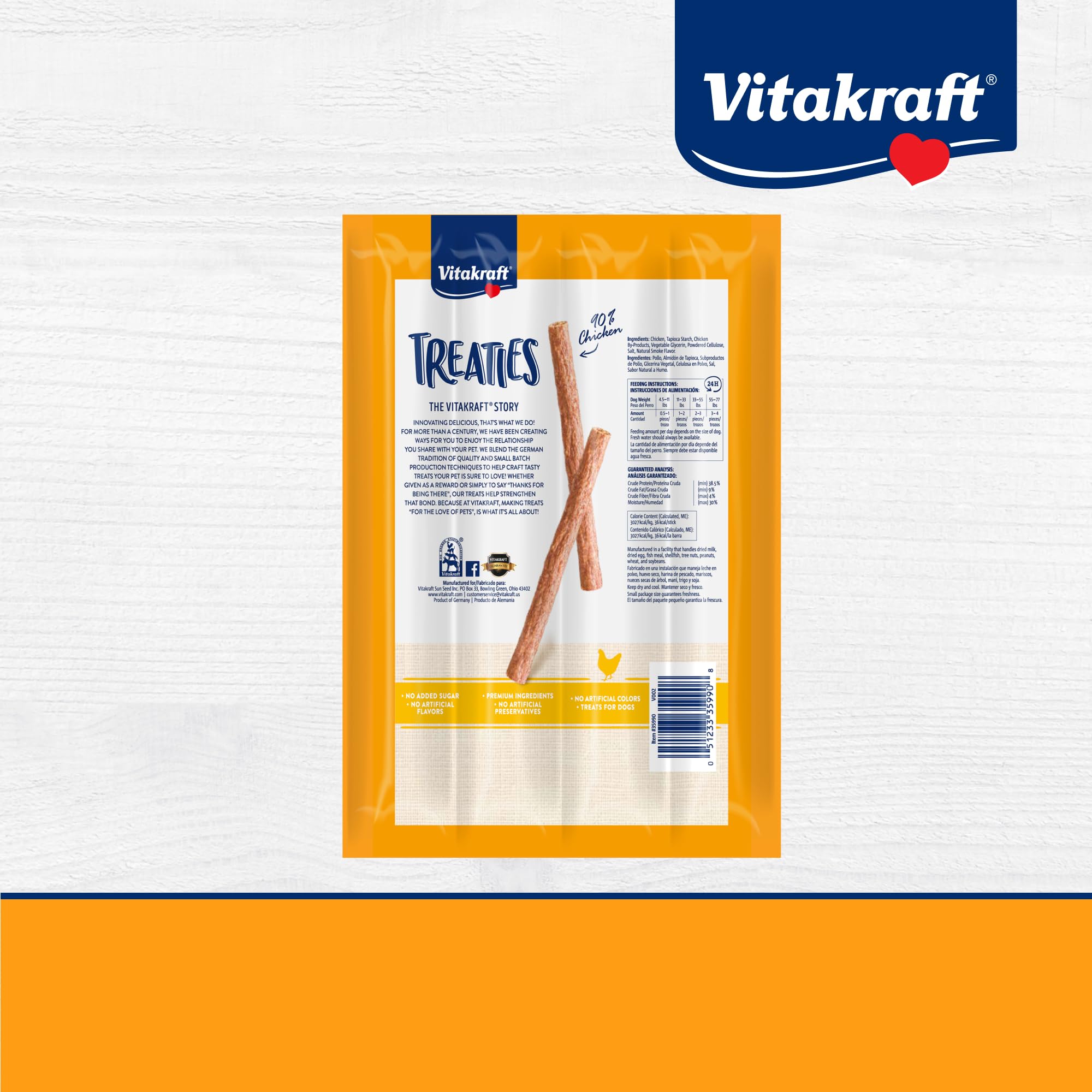Vitakraft Treaties ingrédients sans additifs, option saine pour chien.