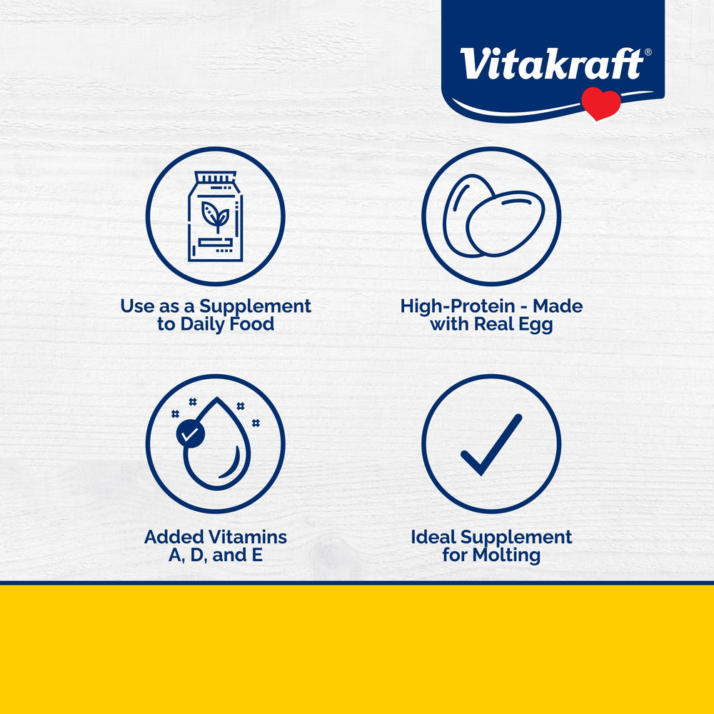 Texture friable Vitakraft VitaSmart Aliment d'Oeufs facilite l'ingestion des oiseaux.