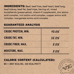 Vital Essentials galette de boeuf lyophilisée origine États‑Unis pour une nutrition de qualité.