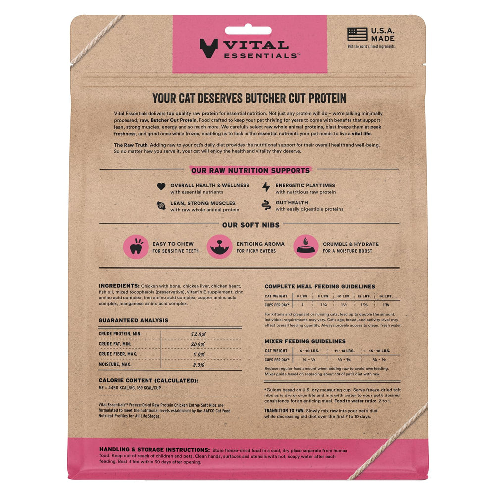 Vital Essentials bouchées poulet lyophilised, texture tendre pour repas