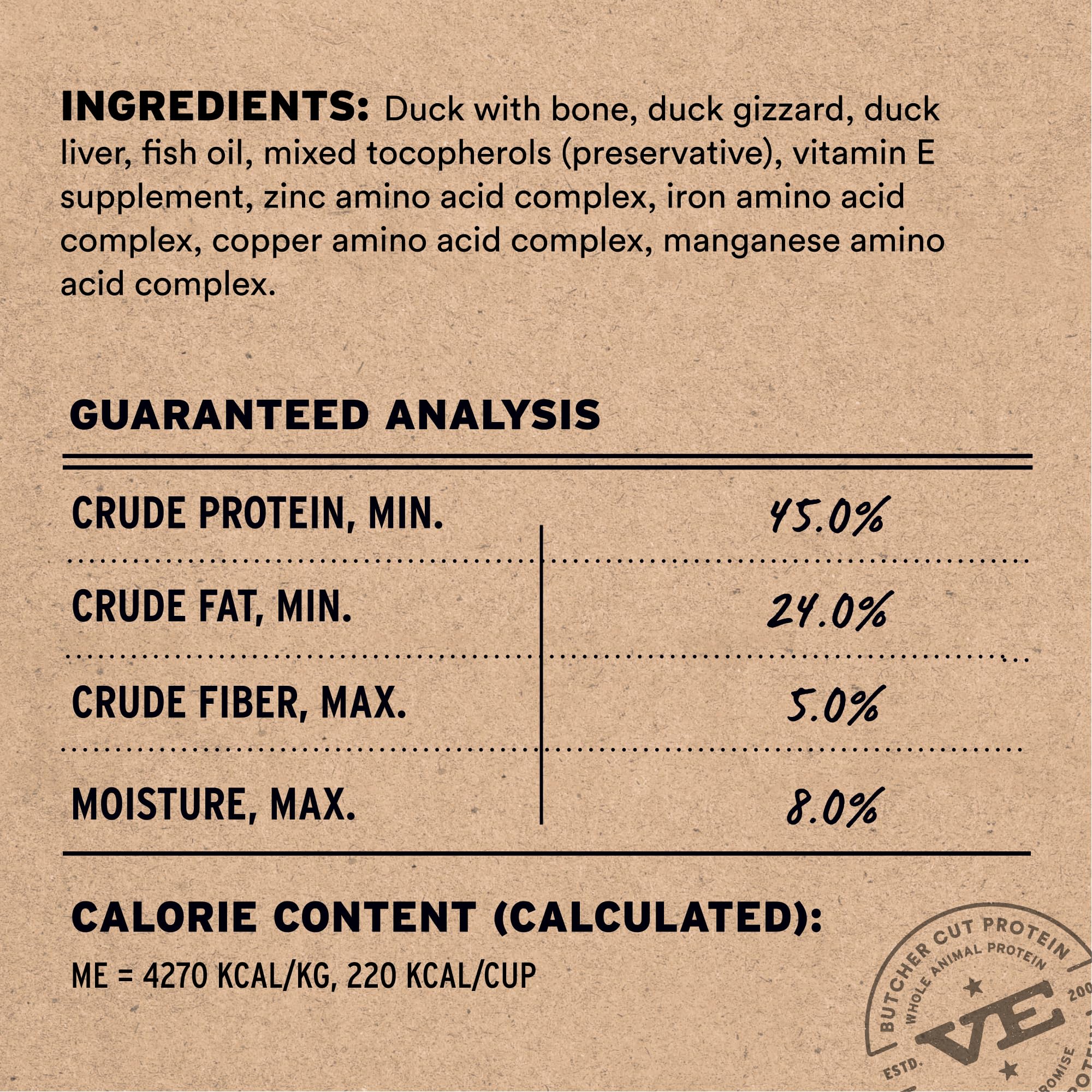 Bol chien prêt à servir avec les mini nibs de canard Vital Essentials.
