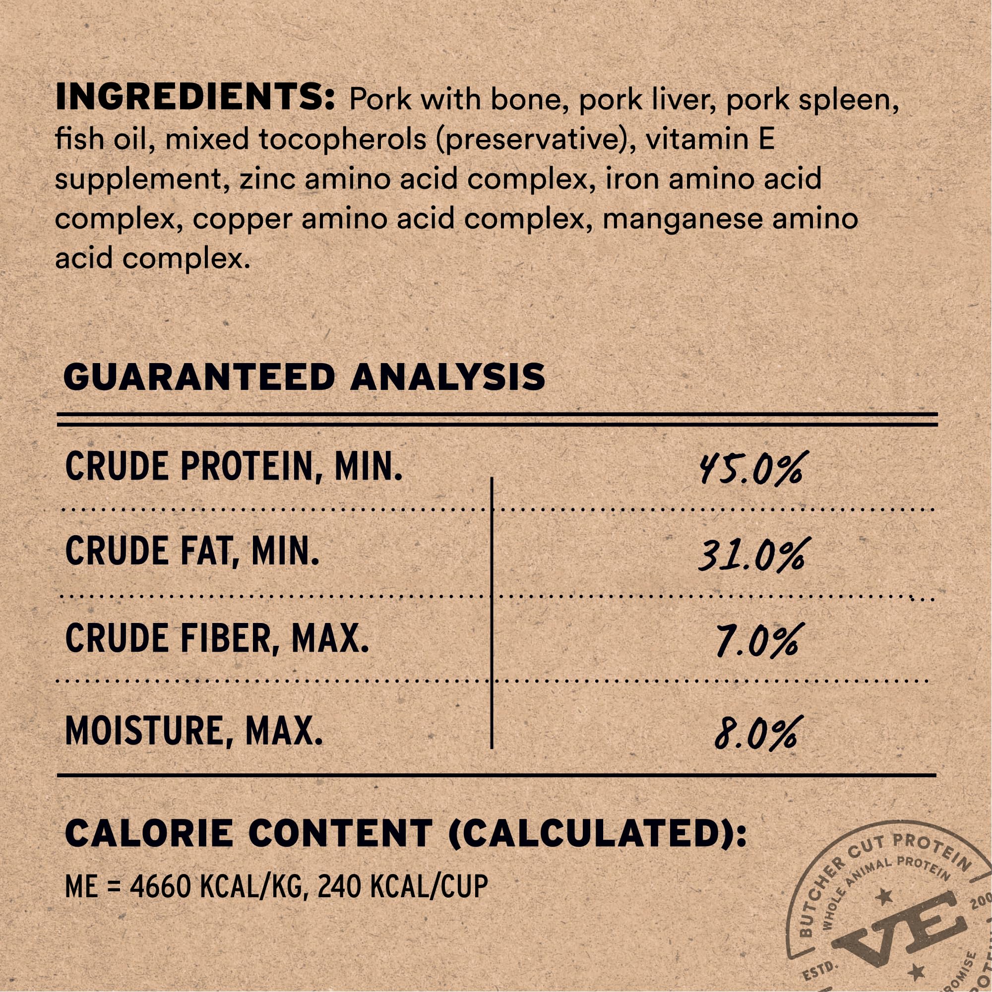 Vital Essentials chat porc morceaux lyophilisés bol: repas pratique et nutritif.