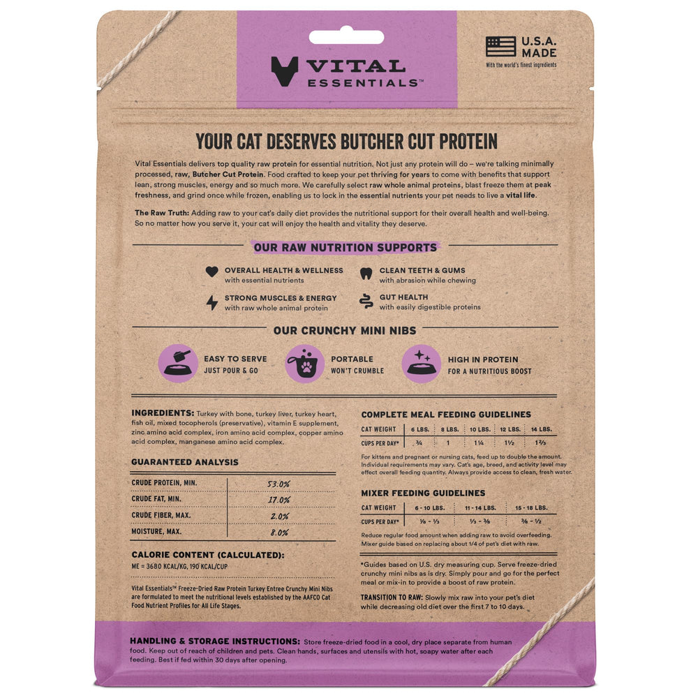 Mini-nibs dinde Vital Essentials dans bol, soutien énergie et muscles